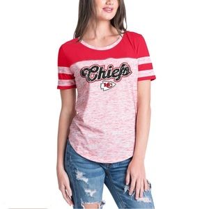 Kansas City Chiefs New Era Red Women's Glitter Gel T-Shirt